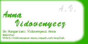 anna vidovenyecz business card